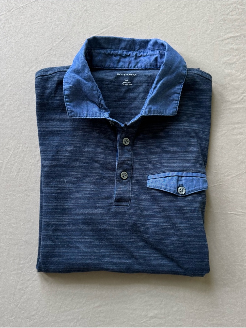 Saks Fifth Avenue Striped Short Sleeve Polo